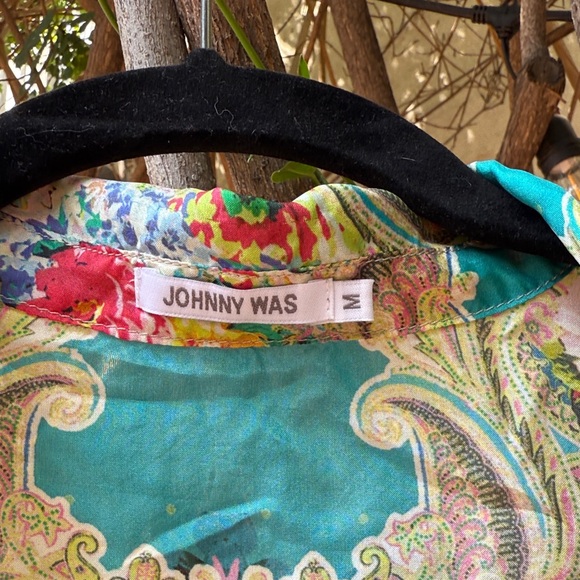 Johnny Was Teal and Pink Floral Blouse - Picture 2 of 6